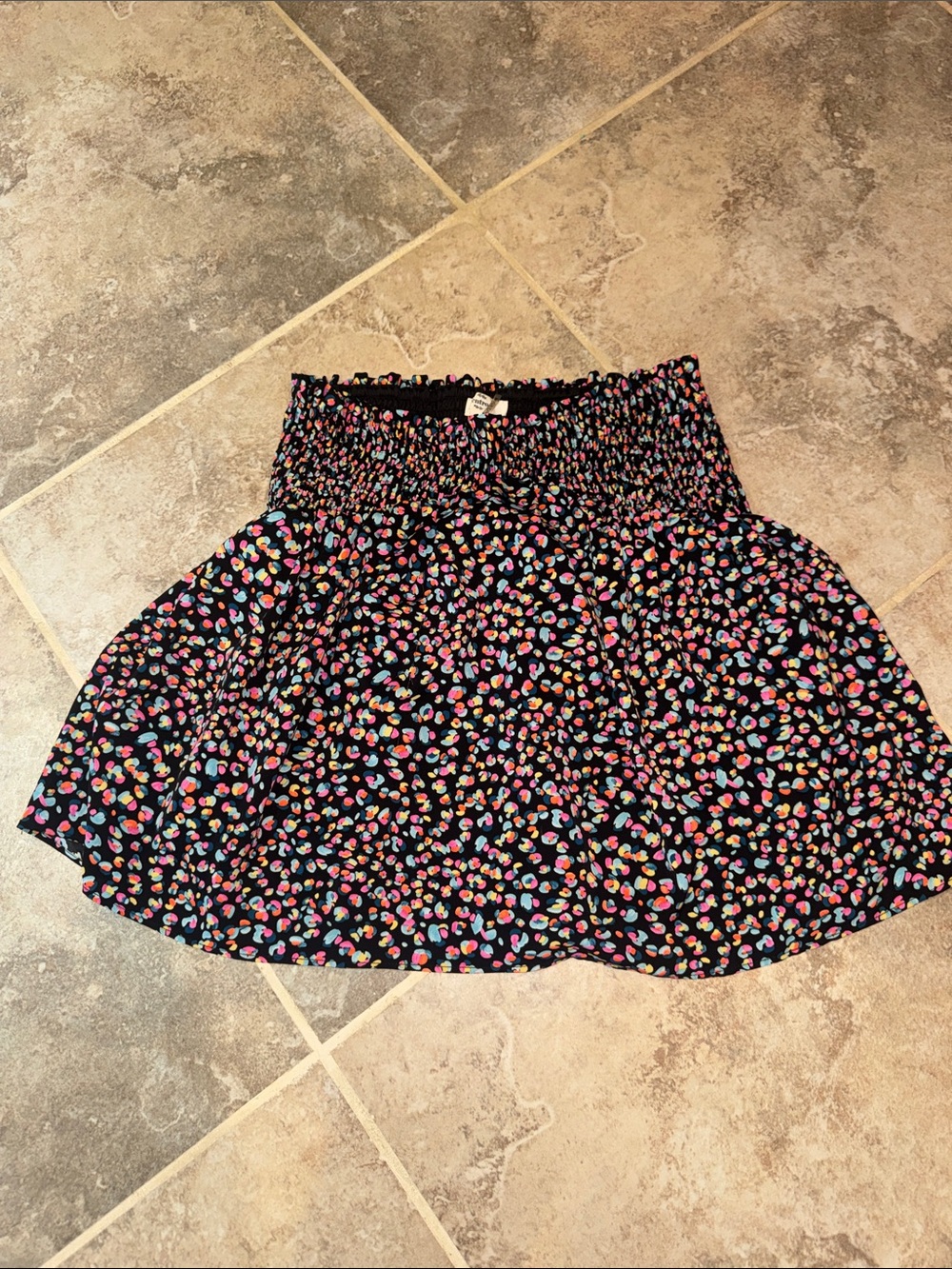 entro Black Smocked Waist Floral Mini Skirt